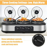 Triple Slow Cooker with 3×1.5 QT Buffet Servers and Warmers Adjustable Temperature