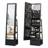 Rotatable Full Length Mirror Jewelry Cabinet Standing With Built-In Mirror