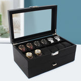 24 Slots Mens Watch Box Case Organizer With Valet Drawer