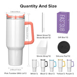 12/20 Pack 40 oz Sublimation Tumblers,Removable Handle Coffee Travel Mug With Straw