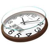 TIMESS 13-inch wood grain wall clock, perpetual calendar, silent timekeeping