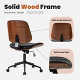 JHK Ergonomic Armless Office Chair Adjustable Height PU Leather Desk Seating with 360 Swivel and Rocking
