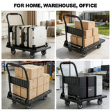 Foldable Flat Platform Hand Truck Dolly, Silent Rolling Wheels Heavy Duty Utility Moving Cart