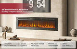 50/60-inch Smart Electric Fireplace Heater with Realistic Flame