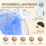 UV LED Nail Lamp with UV GlovesMagnetic Metal Mirror Base Cordless Nail Dryer Gel Polish Curing Light