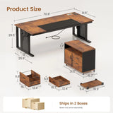 L Shaped Executive Desk Rolling Cabinet Drawers Outlet CPU Stand Pegboard Shelves Rustic Office