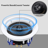 Herdio 5.25” Flush Mount Bluetooth Ceiling Speaker System Max Power 600 Watts Perfect For Humid