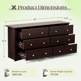 JUMMICO Dresser for Bedroom, 6 Wood Dresser Drawers For Bedroom