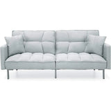 Linen Fabric Split-Back Plush Sofa for Living Room, Bonus Room, or Overnight Guests with 2 Pillows