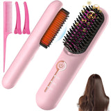 Cordless Hair Straightener Brush with MCH Fast Heating, 5D Dense Bristles, Rechargeable