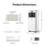 8000 BTU Portable Air Conditioner with Remote Control 3-in-1 w/ Drying