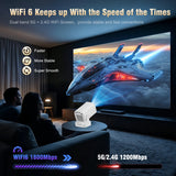 Android 11 WiFi6 BT5.4 Mini Outdoor Movie Projector with Air Mouse