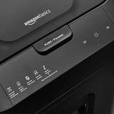 Office paper and credit card shredder with micro-cut P-4 security, black plastic housing, 8.5-gallon bin