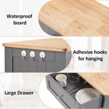 13 Gallon Wooden Freestanding Hidden Trash Can Cabinet with Odor Control,
