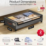 Underbed Shoe Organizer, Rolling Metal Drawers w/ Wheels for Clothes