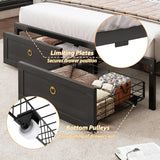 Full Bed Frame With Storage Headboard, LED Light & Charging, Customized