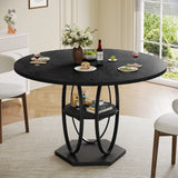 47-Inch Round Dining Table | 4–6 Seater Kitchen Table | Wooden Round Dining Table