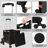 SELORSS Folding Utility Cart Portable Rolling Crate Handcart with Stair Climbing Wheels