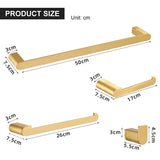 Brushed Gold  Bathroom Accessories Sets 4 Wall Mounted Towel Bar Robe Hooks MD DC PRINT