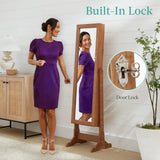 Full Length Standing Mirror, Lockable Makeup Storage Organizer