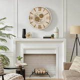 Mid Century Minimalist Modern Wall Clocks,24 Inch w/ Moving Gears, Large