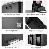 Brushed Stainless Steel 60L/16Gallon Rectangular Hands-Free Dual Compartment Recycling Kitchen Step Trash Can w/ Soft-Close Lid