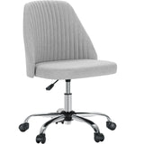 JHK Armless Small Desk Office Chair Cute Vanity Swivel Chair with Back Modern Fabric