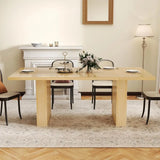 6-8 Seater Rustic Dining Table with Natural Wood Slat Base, Perfect for Family Meals