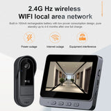 2.4G WiFi HD Doorbell Camera 4.3 Inch IPS Screen Smart Door Bell Waterproof Video Intercom Door Camera for Home Office Apartment