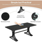 63-Inch Rectangular Dining Table for 4 to 6, Modern Kitchen Table with Stylish Metal Trestle Legs, Large