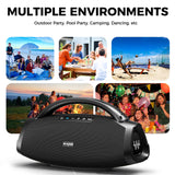 W-KING 330W Peak Wireless Boom Box Large Bluetooth Speaker 7.5", Outdoor
