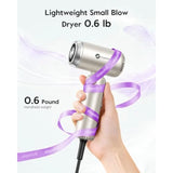 Travel hair dryer for international use, ABS plastic, white, dual voltage 100-240V with ionic