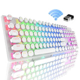 RGB Wireless Punk Typewriter Mechanical Keyboard Round Keycaps And RGB 104-Key Game Office