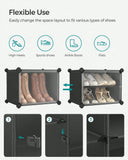 SONGMICS Shoe Rack, 6 Cubes With Doors, 24 Pair For Bedroom,  Plastic