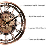 21 Inch Moving Gear Wall Clock for Modern Farmhouse Living Room Decor