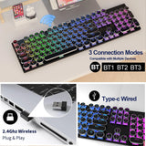 RGB Wireless Punk Typewriter Mechanical Keyboard Round Keycaps And RGB 104-Key Game Office