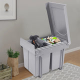 20L Each Dual Pull-Out Trash Can Easy Install Under Cabinet Kitchen Waste Bin
