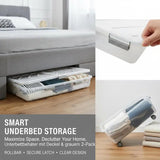 Underbed Storage Box, 2-Pack, Rolling (101 x 51 x 15 cm), for Clothes, Shoes