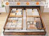 King Size Bed Frame Built in Charging Station & LED, Leather Upholstered
