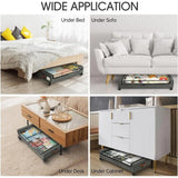 Underbed Shoe Organizer, Rolling Metal Drawers w/ Wheels for Clothes