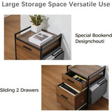 2Drawer Mobile File Cabinet with Wheels Solid Wood Rolling Storage Cabinet for Home Office SpaceSaving Under Desk