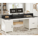 63 Modern Executive Desk with Drawer and Monitor Stand, Home Office Desk