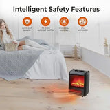 Compact 1200W Electric Fireplace Heater with Realistic 3D Flame for Office