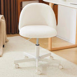 VINGLI White Modern Velvet Vanity Chair with Back - Silent Wheels Stylish Comfortable