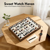 24 Slot Watch Box Organizer with Removable Pillows for Men Women, Home