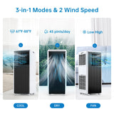 8,000 BTU 3-In-1 Dehumidifier & Fan Modes for Room Up to 350 Sq.Ft, 2 Fan