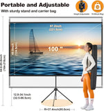 100 Inch Outdoor Projector Screen with Stand, Wind-Resistant Design