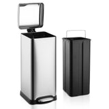 8 Gallon Step Trash Can, Square Fingerprint-Proof Garage Can with Soft-Close Lid for Home with Removabe