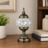 Turkish Moroccan Table Lamp Lantern with Handmade Mosaic Glass Lampshade