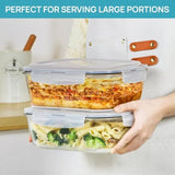 2Pack 2260ml/ Large Glass Storage Containers with Lids, Meal Prep Food Container Set